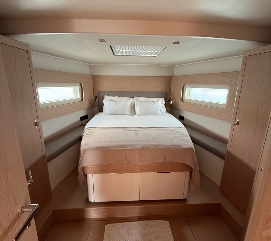Cabin on Miss Marie, a Beneteau First 53 sailboat at Olbia, Italy