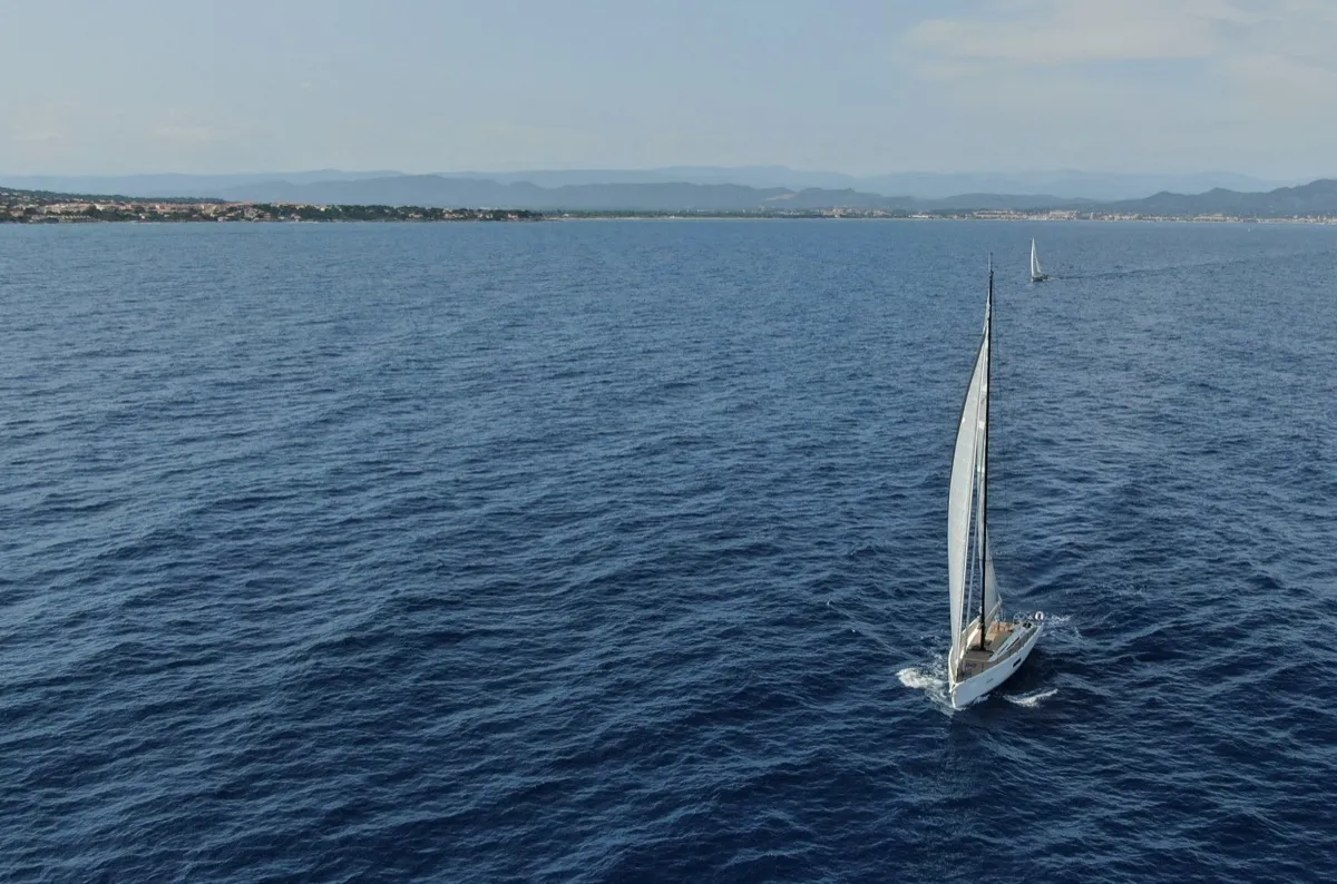 Exterior view of Miss Marie, a Beneteau First 53 sailboat at Olbia, Italy