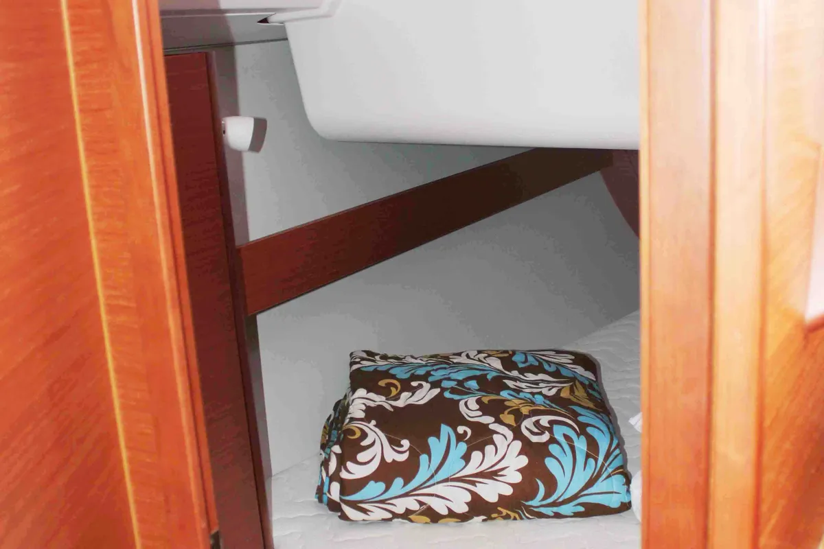 Cabin on Morning Star, a Dufour 382 Grand Large sailboat at Athens, Greece