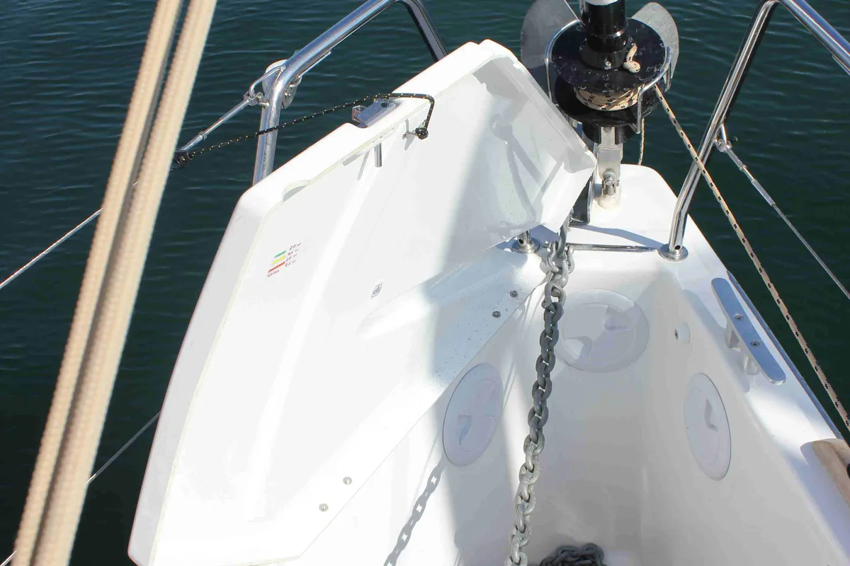 Exterior view of Morning Star, a Dufour 382 Grand Large sailboat at Athens, Greece
