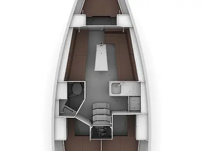Floor plan of Talassa, a Bavaria Cruiser 34 sailboat at Punat, Croatia