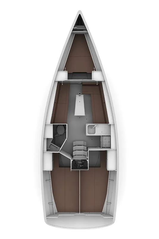 Floor plan of Talassa, a Bavaria Cruiser 34 sailboat at Punat, Croatia