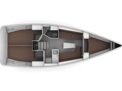 Floor plan of Talassa, a Bavaria Cruiser 34 sailboat at Punat, Croatia