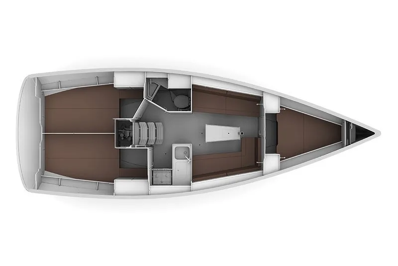 Floor plan of Talassa, a Bavaria Cruiser 34 sailboat at Punat, Croatia