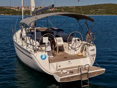 Cockpit of Talassa, a Bavaria Cruiser 34 sailboat at Punat, Croatia