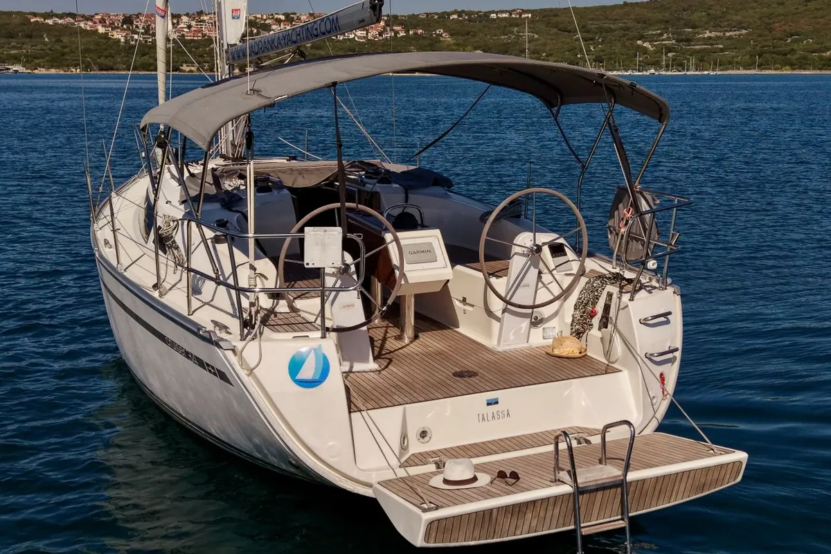 Cockpit of Talassa, a Bavaria Cruiser 34 sailboat at Punat, Croatia