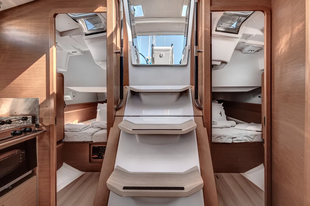 Cabin on Pellini, a Jeanneau Sun Odyssey 419 sailboat at Municipal Unit of Palairos, Greece