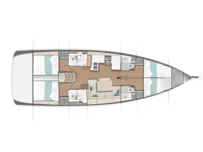 Floor plan of Vino Blanco, a Jeanneau Sun Odyssey 490 sailboat at El Rosario, Spain