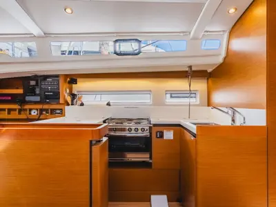 Galley of Air Guitar, a Jeanneau Sun Odyssey 440 sailboat at Road Town, British Virgin Islands