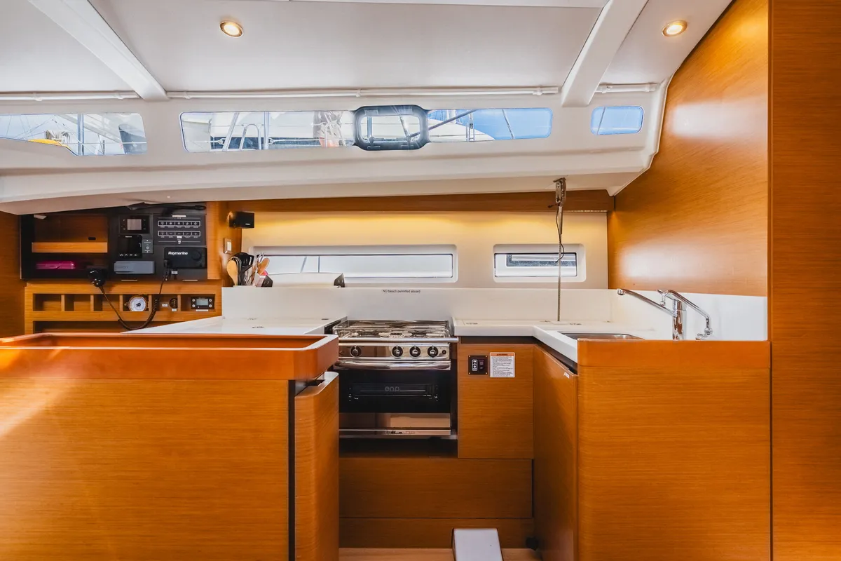Galley of Air Guitar, a Jeanneau Sun Odyssey 440 sailboat at Road Town, British Virgin Islands