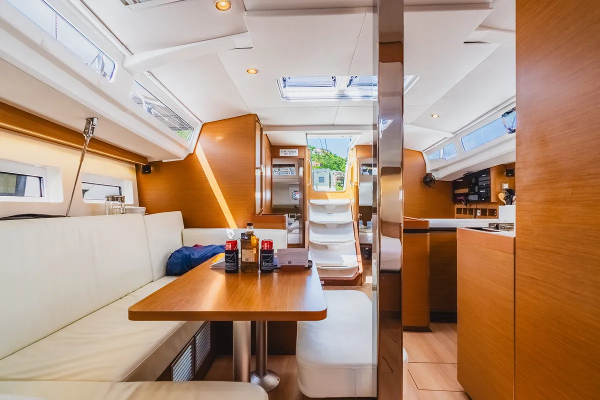 Salon of Air Guitar, a Jeanneau Sun Odyssey 440 sailboat at Road Town, British Virgin Islands