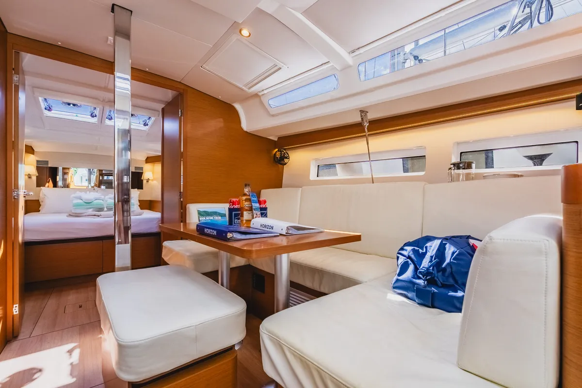 Salon of Air Guitar, a Jeanneau Sun Odyssey 440 sailboat at Road Town, British Virgin Islands