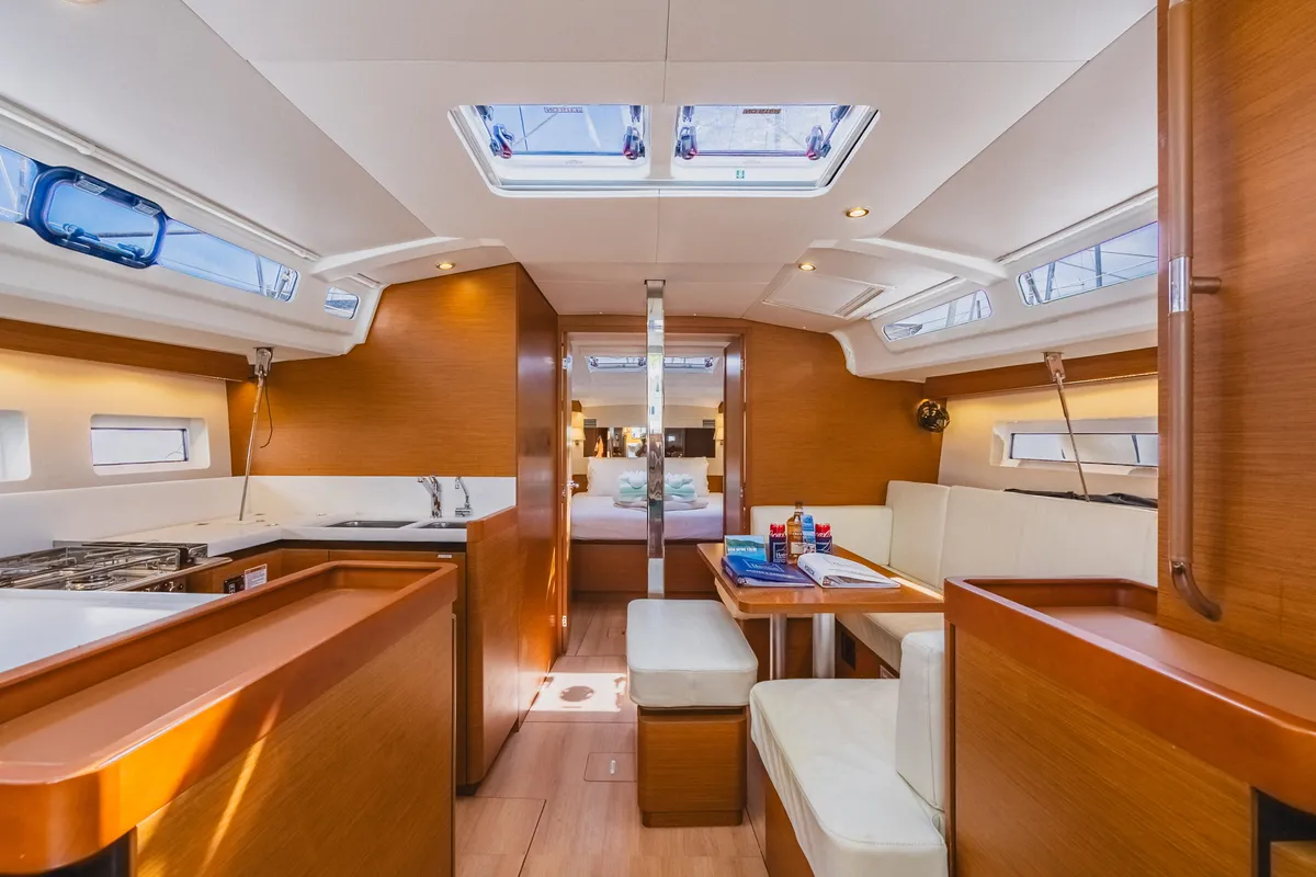 Salon of Air Guitar, a Jeanneau Sun Odyssey 440 sailboat at Road Town, British Virgin Islands