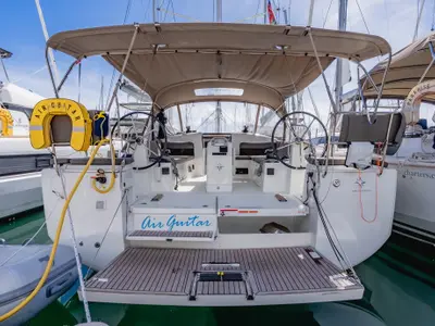 Deck of Air Guitar, a Jeanneau Sun Odyssey 440 sailboat at Road Town, British Virgin Islands