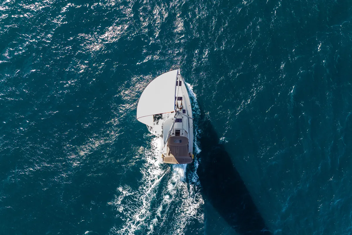 Exterior view of Air Guitar, a Jeanneau Sun Odyssey 440 sailboat at Road Town, British Virgin Islands
