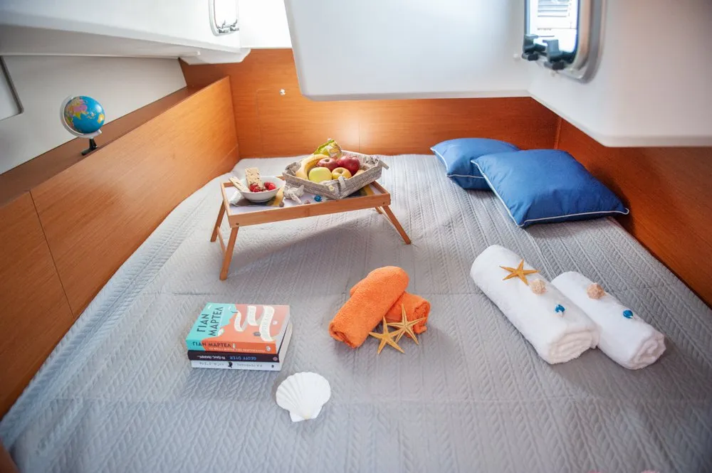 Cabin on Porto Fino, a Jeanneau Sun Odyssey 490 sailboat at Sami Municipal Unit, Greece