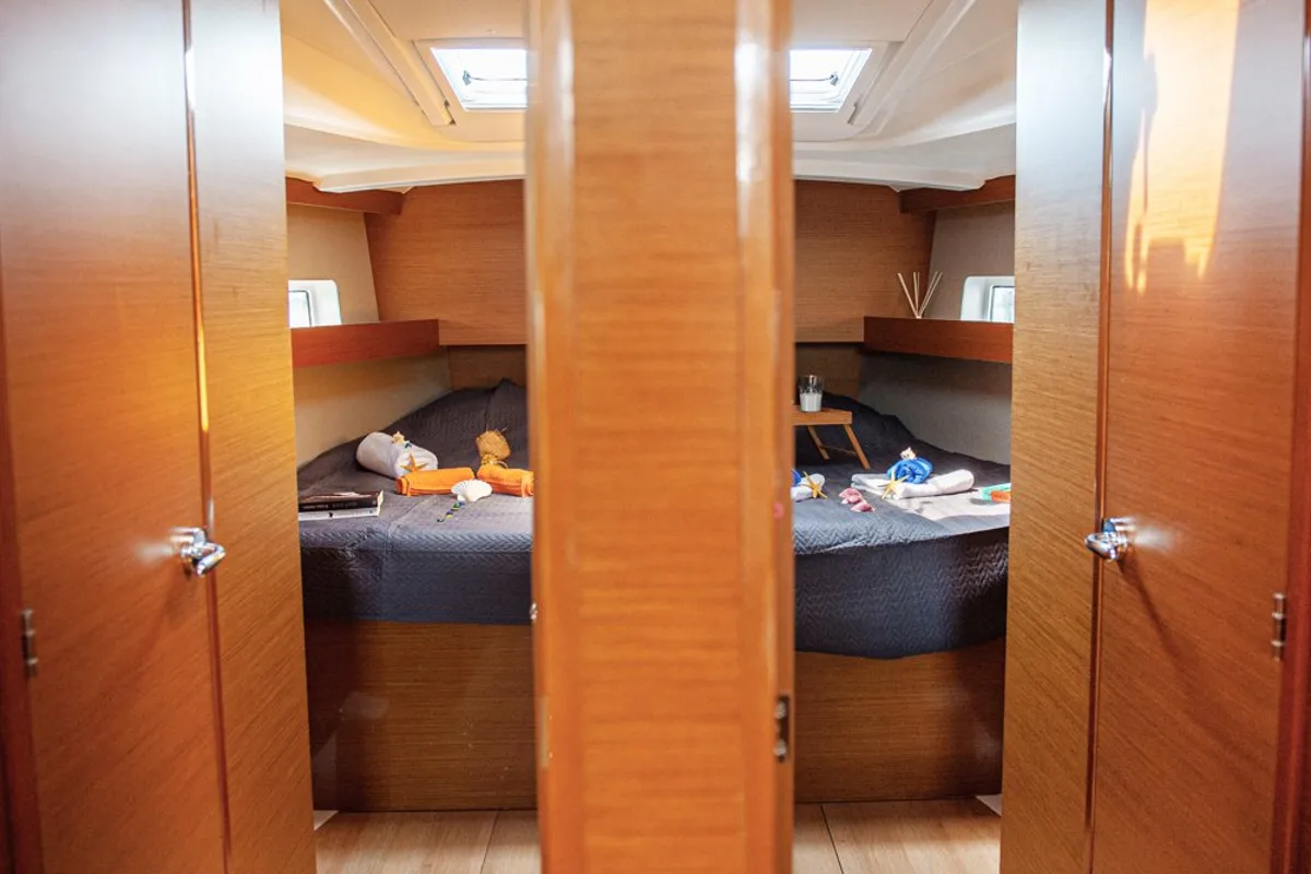 Cabin on Porto Fino, a Jeanneau Sun Odyssey 490 sailboat at Sami Municipal Unit, Greece