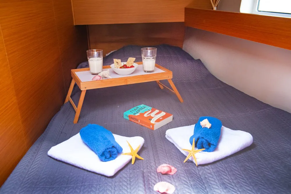 Cabin on Porto Fino, a Jeanneau Sun Odyssey 490 sailboat at Sami Municipal Unit, Greece