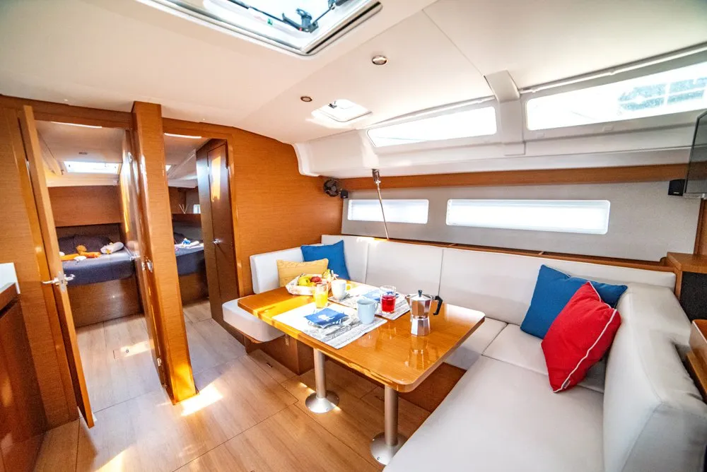Salon of Porto Fino, a Jeanneau Sun Odyssey 490 sailboat at Sami Municipal Unit, Greece