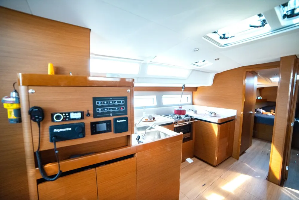 Galley of Porto Fino, a Jeanneau Sun Odyssey 490 sailboat at Sami Municipal Unit, Greece
