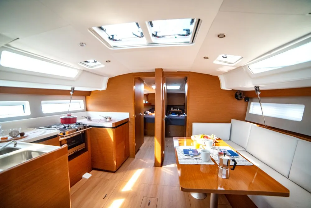 Salon of Porto Fino, a Jeanneau Sun Odyssey 490 sailboat at Sami Municipal Unit, Greece