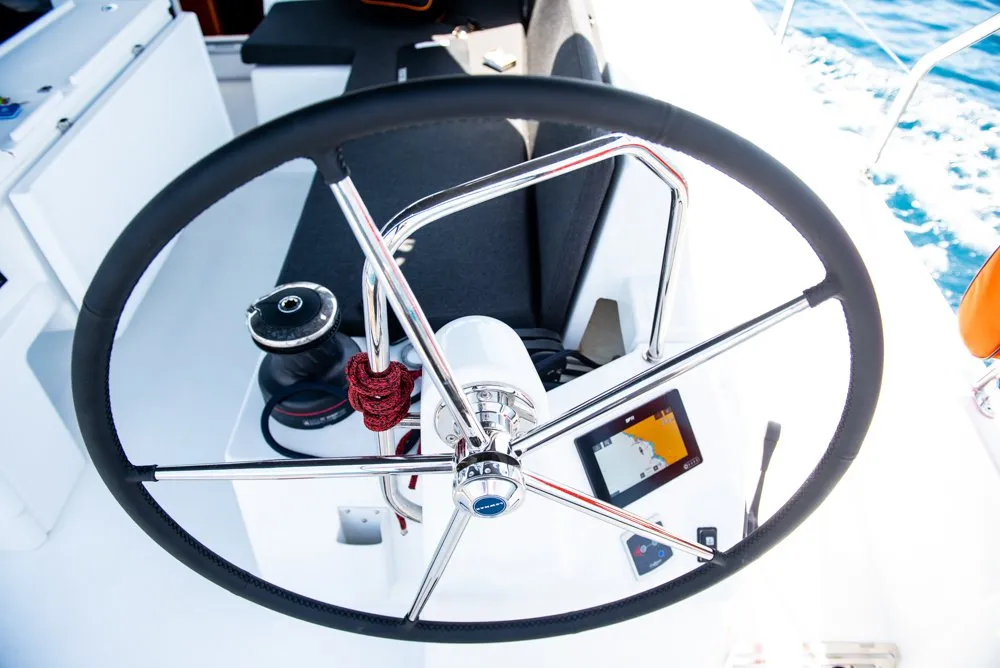 Cockpit of Porto Fino, a Jeanneau Sun Odyssey 490 sailboat at Sami Municipal Unit, Greece