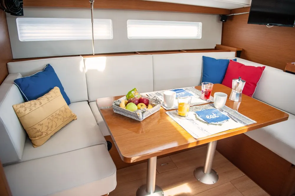 Salon of Porto Fino, a Jeanneau Sun Odyssey 490 sailboat at Sami Municipal Unit, Greece