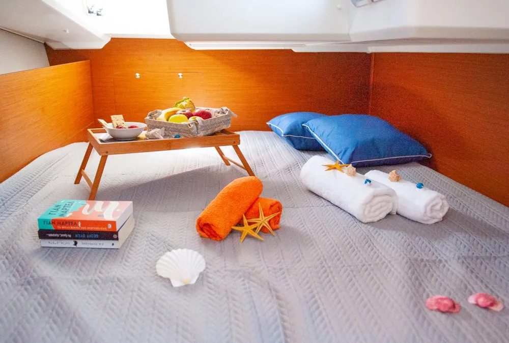 Cabin on Porto Fino, a Jeanneau Sun Odyssey 490 sailboat at Sami Municipal Unit, Greece