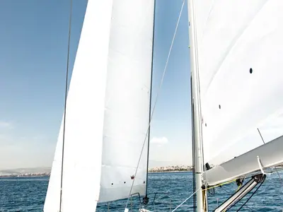Deck of Porto Fino, a Jeanneau Sun Odyssey 490 sailboat at Sami Municipal Unit, Greece