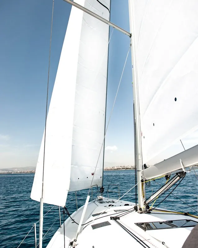 Deck of Porto Fino, a Jeanneau Sun Odyssey 490 sailboat at Sami Municipal Unit, Greece