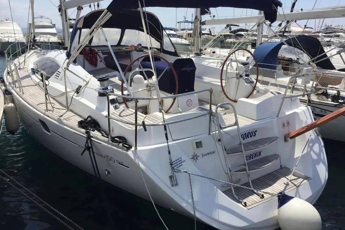 Forus, a Jeanneau Sun Odyssey 50 DS sailboat at Pirovac, Croatia