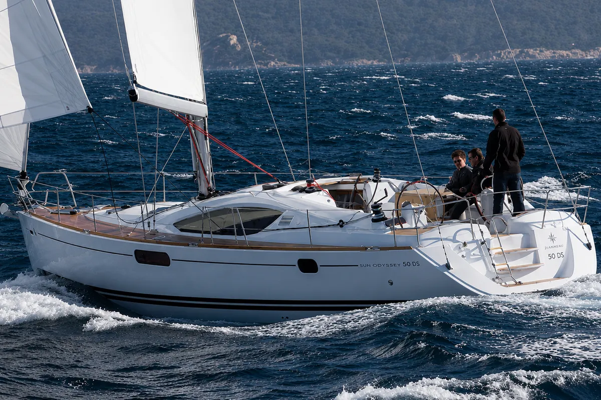 Forus, a Jeanneau Sun Odyssey 50 DS sailboat at Pirovac, Croatia