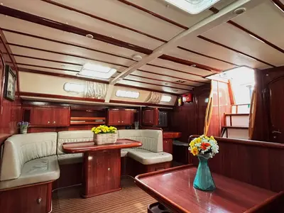 Salon of OSY V, a Ocean Star 56.1 sailboat at Athens, Greece