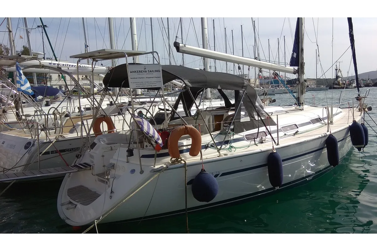 Exterior view of Ankereva, a Bavaria 36 sailboat at Volos, Greece