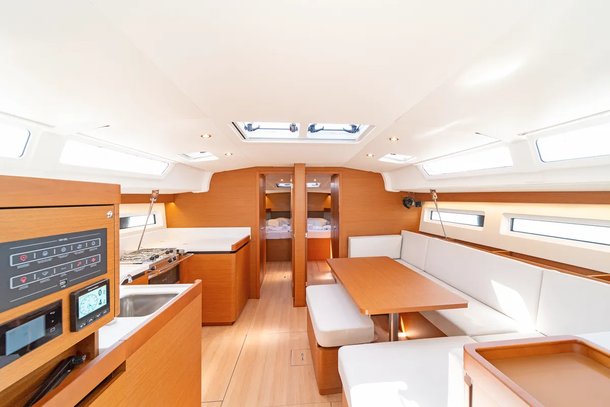 Salon of Calico Jack, a Jeanneau Sun Odyssey 490 sailboat at Athens, Greece