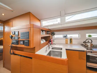 Salon of Calico Jack, a Jeanneau Sun Odyssey 490 sailboat at Athens, Greece