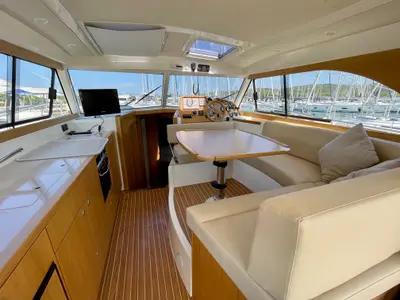 Cockpit of Iris, a SAS - Vektor Adriana 36 motorboat at Sukošan, Croatia