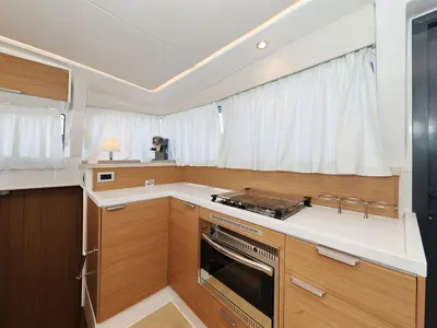 Galley of Charmant, a Bali 4.2 catamaran at Grad Biograd na Moru, Croatia