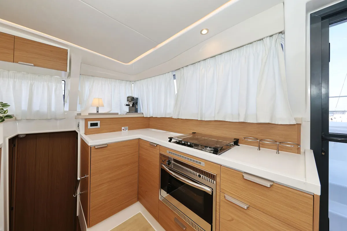 Galley of Charmant, a Bali 4.2 catamaran at Grad Biograd na Moru, Croatia