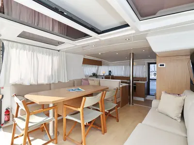 Salon of Charmant, a Bali 4.2 catamaran at Grad Biograd na Moru, Croatia