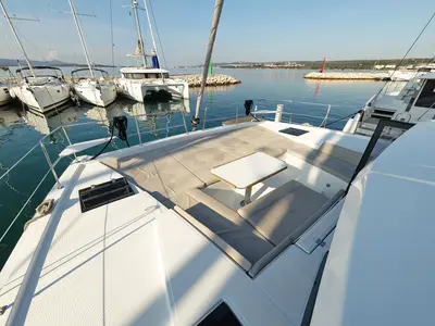 Deck of Charmant, a Bali 4.2 catamaran at Grad Biograd na Moru, Croatia