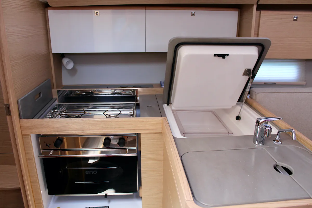 Galley of Zion, a Dufour 360 Grand Large sailboat at Municipal Unit of Lefkada, Greece