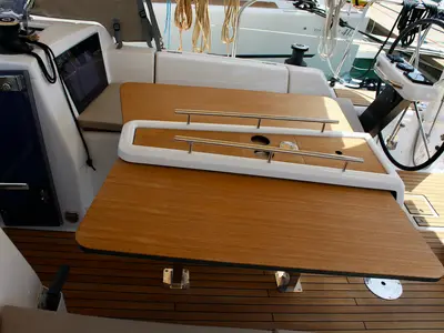 Deck of Zion, a Dufour 360 Grand Large sailboat at Municipal Unit of Lefkada, Greece