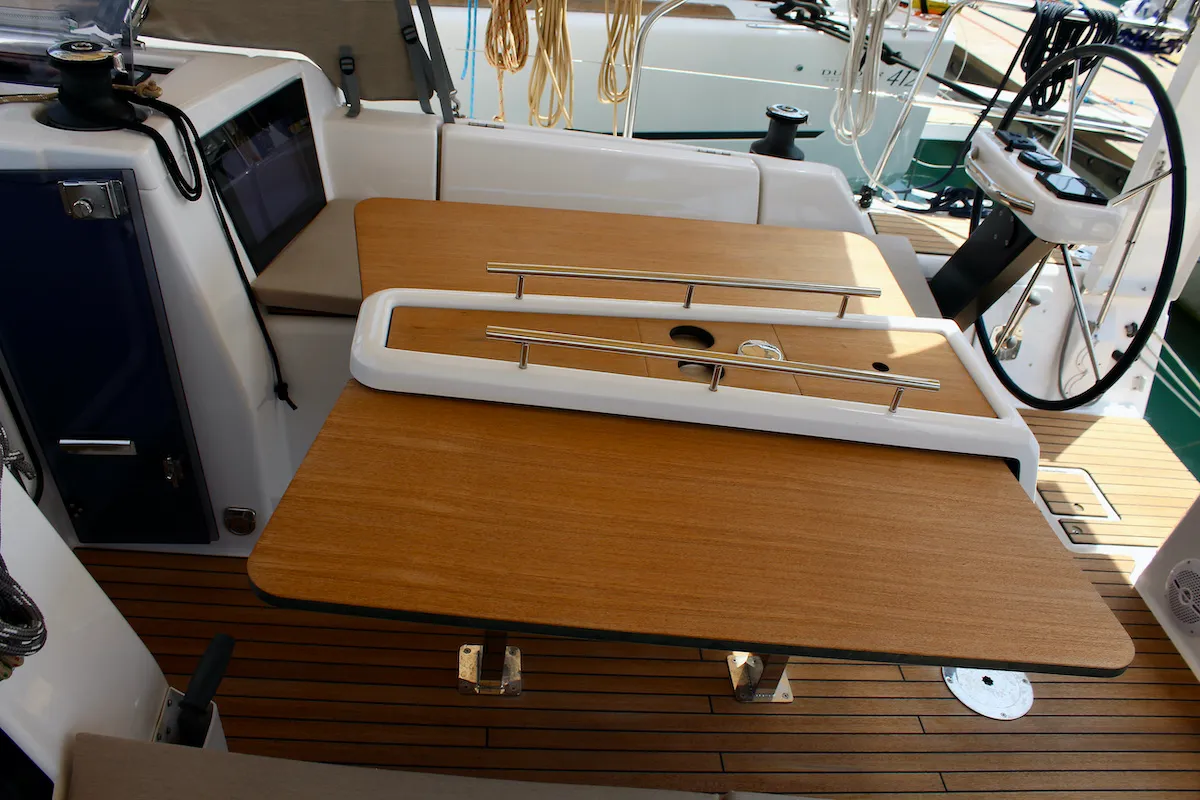 Deck of Zion, a Dufour 360 Grand Large sailboat at Municipal Unit of Lefkada, Greece