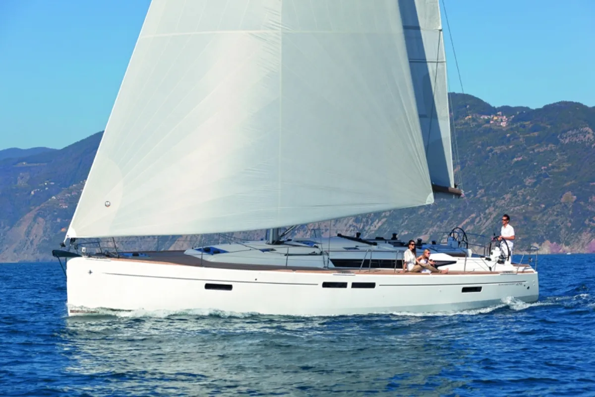 Exterior view of Pina, a Jeanneau Sun Odyssey 479 sailboat at Trogir, Croatia