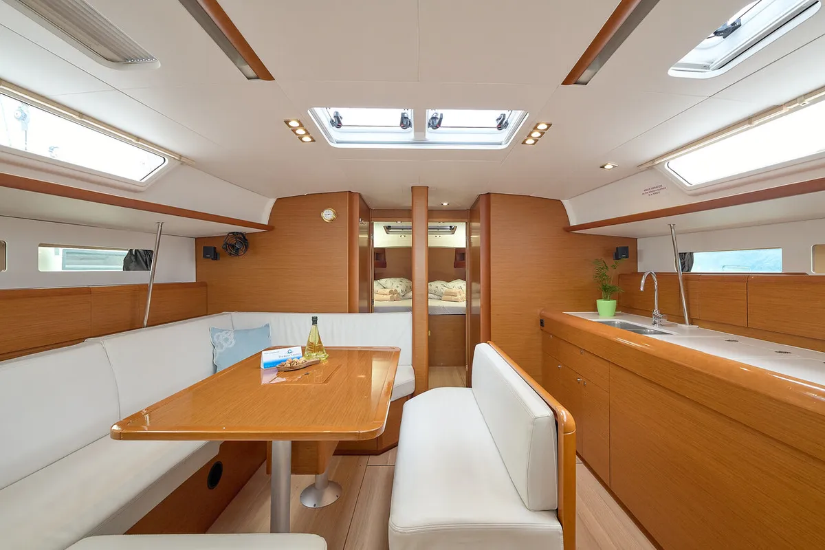 Salon of Pina, a Jeanneau Sun Odyssey 479 sailboat at Trogir, Croatia
