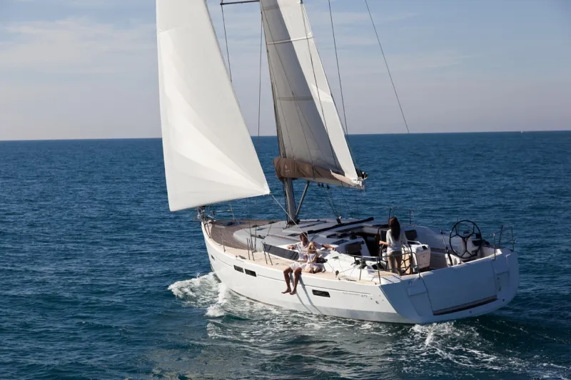 Exterior view of Pina, a Jeanneau Sun Odyssey 479 sailboat at Trogir, Croatia