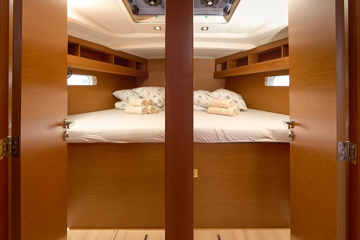 Cabin on Pina, a Jeanneau Sun Odyssey 479 sailboat at Trogir, Croatia