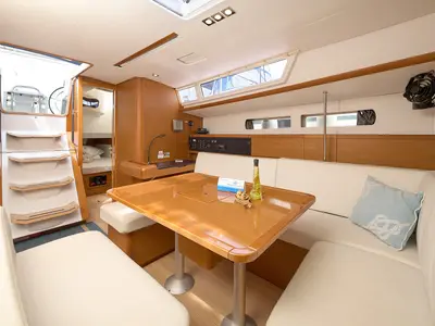 Salon of Pina, a Jeanneau Sun Odyssey 479 sailboat at Trogir, Croatia