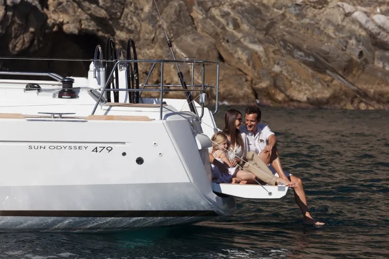 Deck of Pina, a Jeanneau Sun Odyssey 479 sailboat at Trogir, Croatia